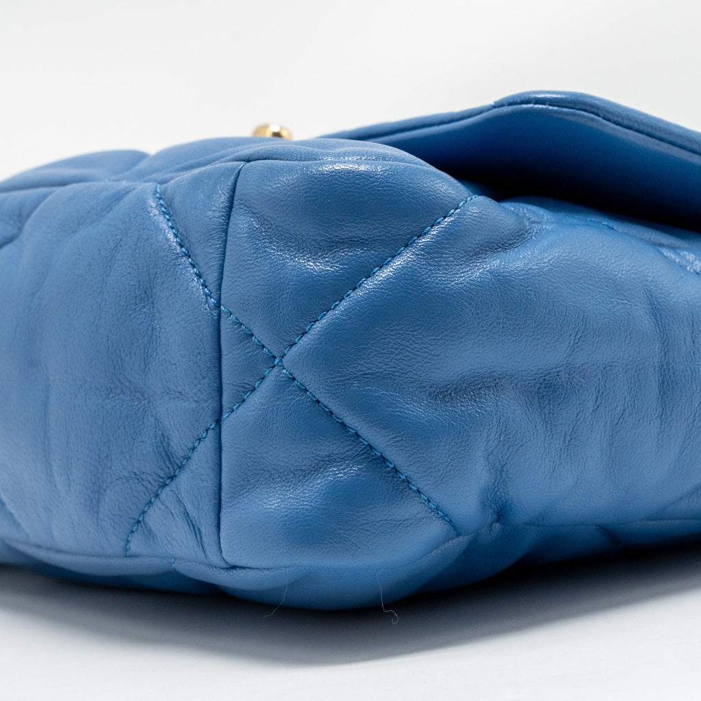CHANEL SMALL 19 BAG LAMBSKIN BLUE MULTICOLOUR HARDWARE
