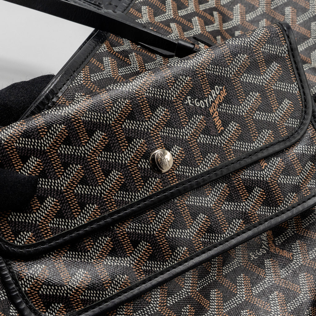 GOYARD SAINT LOUIS PM TOTE BAG GOYARDINE CANVAS BLACK SHW