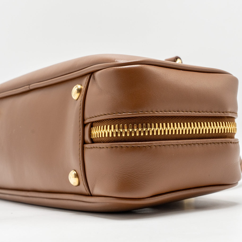 MIU MIU COGNAC ARCADIE LEATHER BAG BROWN GHW