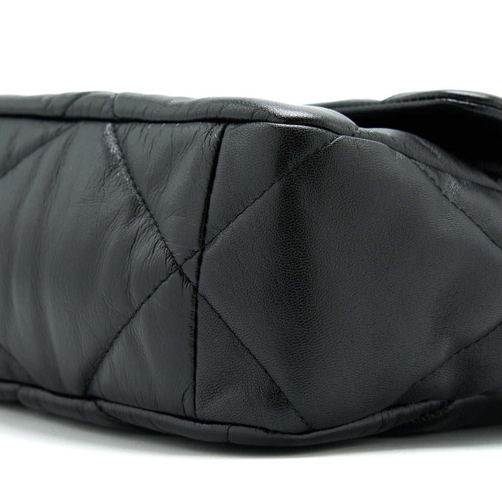 CHANEL MEDIUM 19 BAG GOATSKIN BLACK WITH MULTICOLOUR HARDWARE