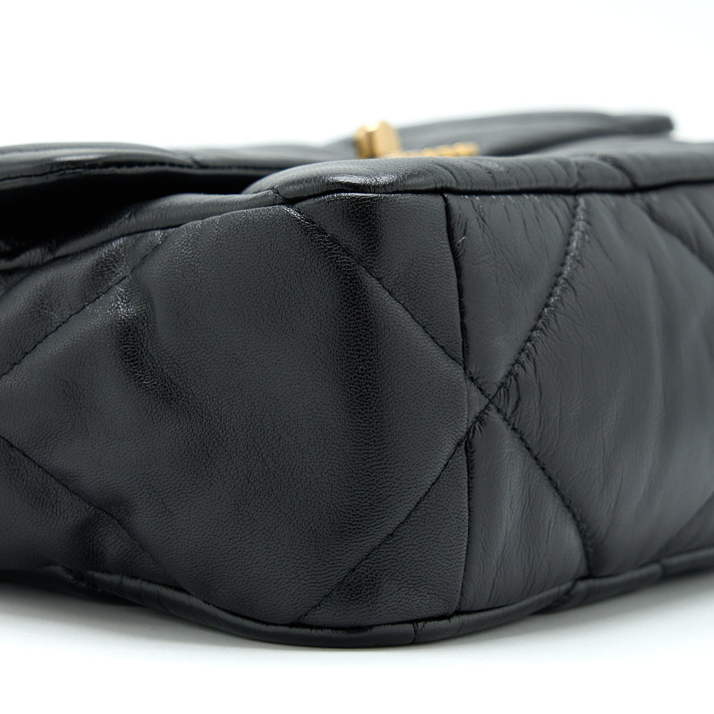 CHANEL MEDIUM 19 BAG GOATSKIN BLACK WITH MULTICOLOUR HARDWARE