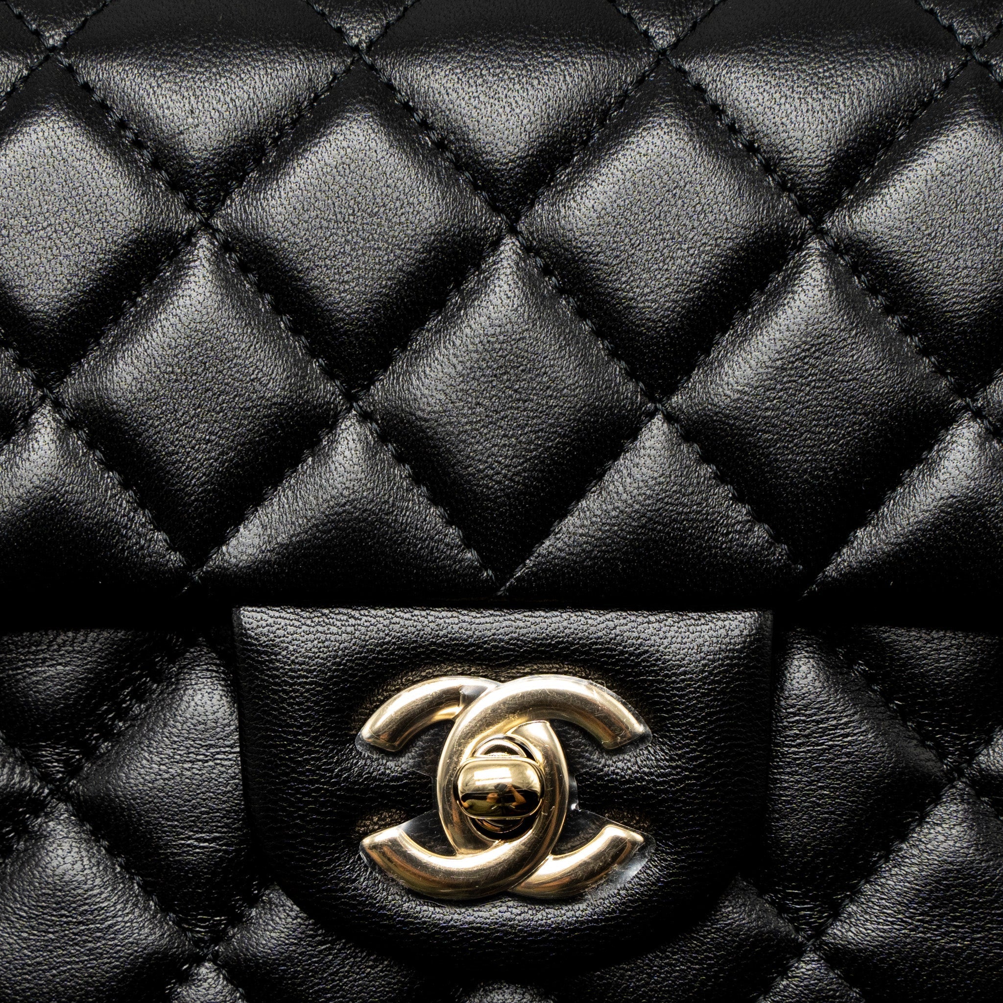 CHANEL CLASSIC MINI RECTANGULAR FLAP BAG LAMBSKIN BLACK LGHW (MICROCHIP)
