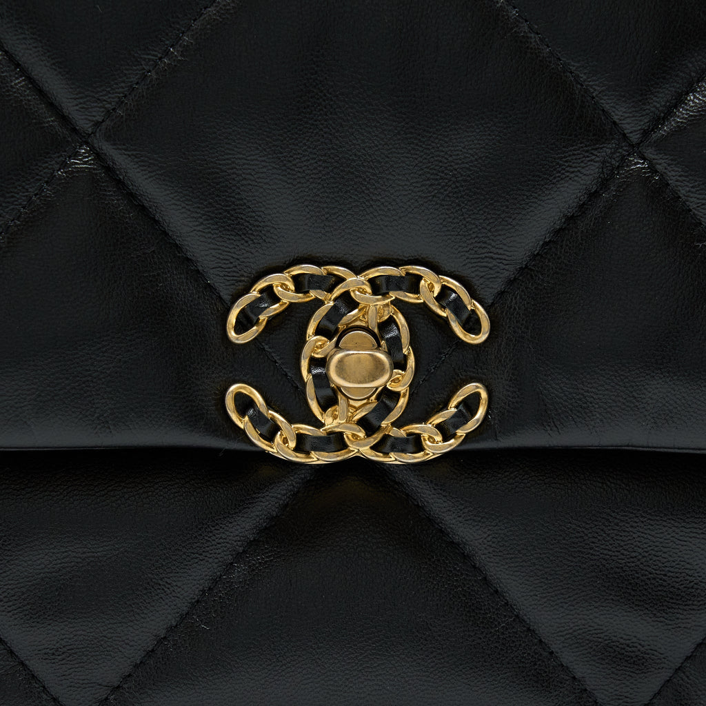 CHANEL MEDIUM 19 BAG GOATSKIN BLACK WITH MULTICOLOUR HARDWARE