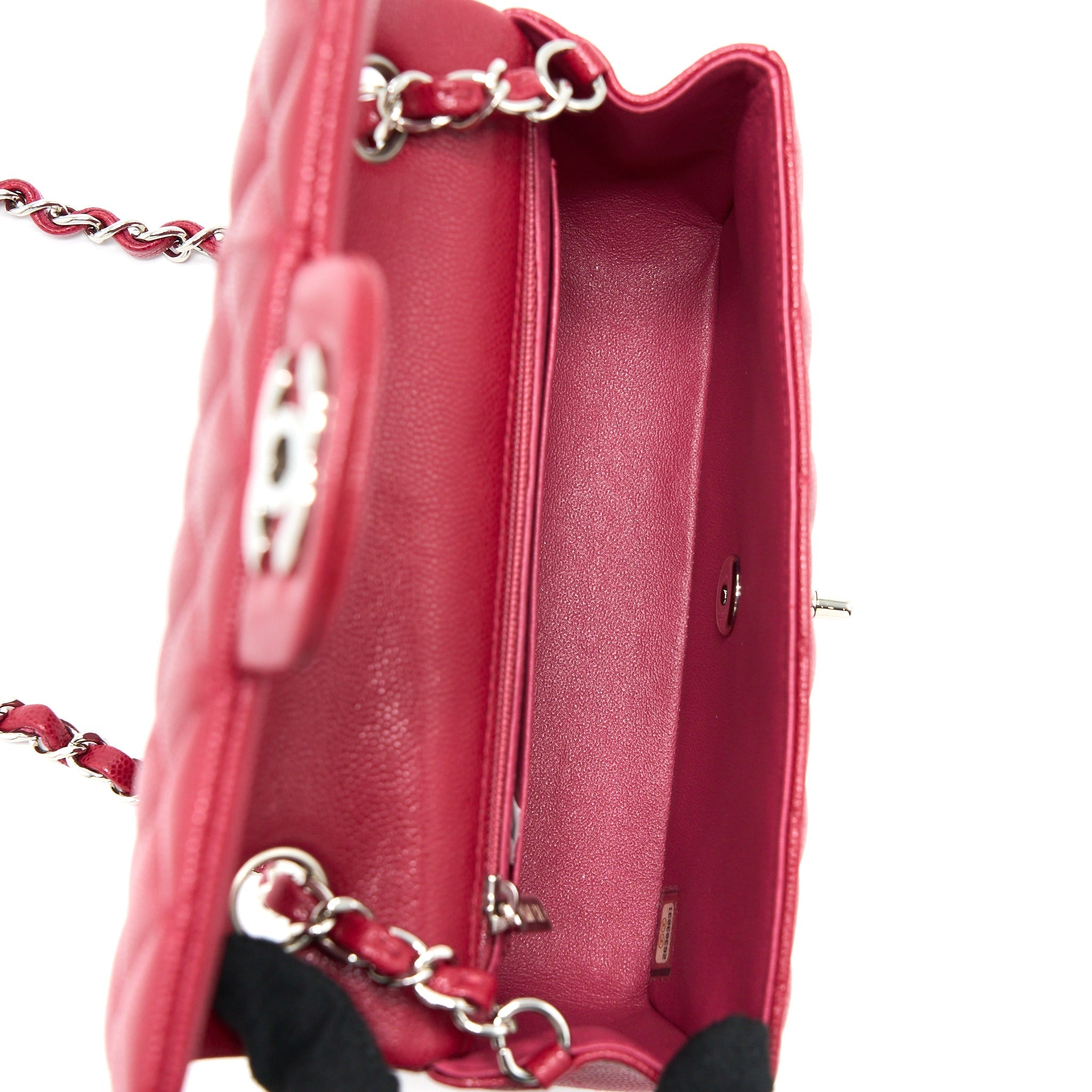 CHANEL 18B CLASSIC MINI RECTANGULAR FLAP BAG CAVIAR DARK PINK SHW