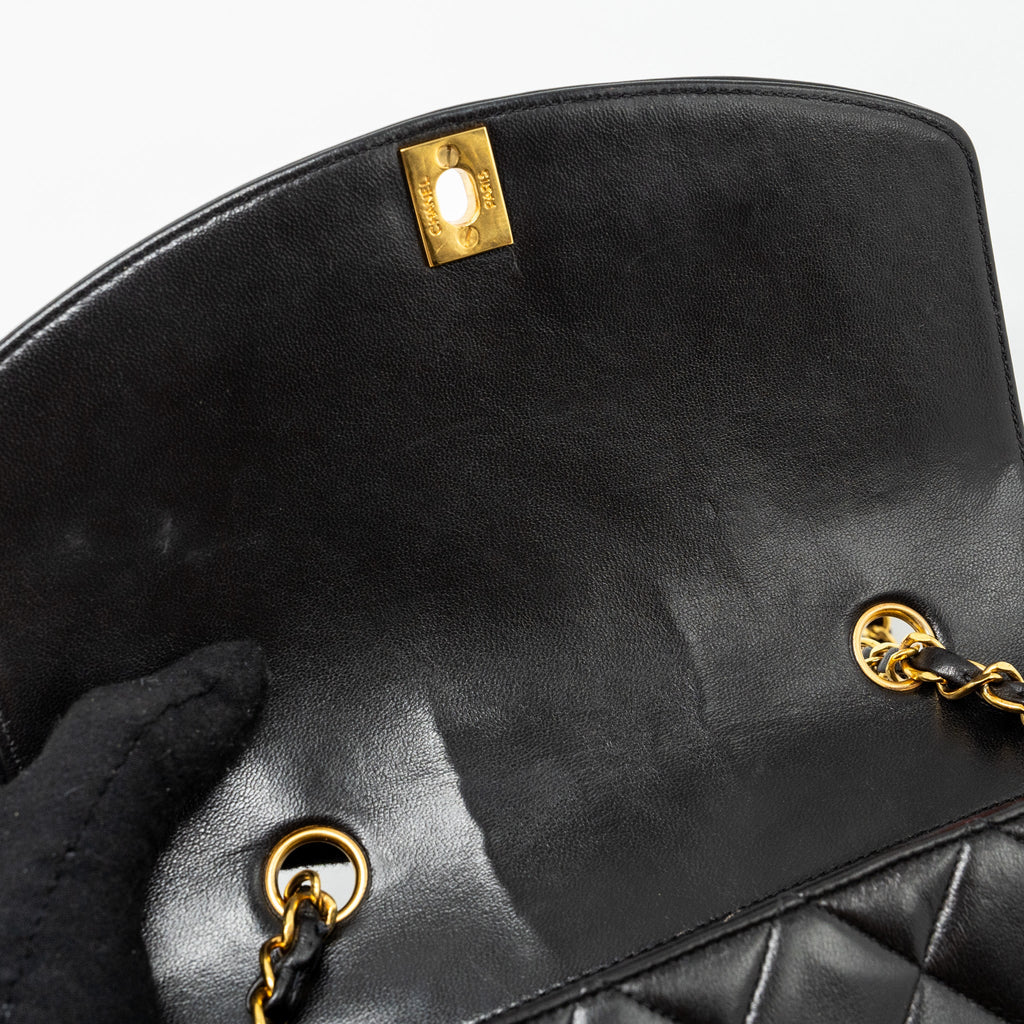 CHANEL VINTAGE SMALL DIANA FLAP BAG LAMBSKIN BLACK GHW