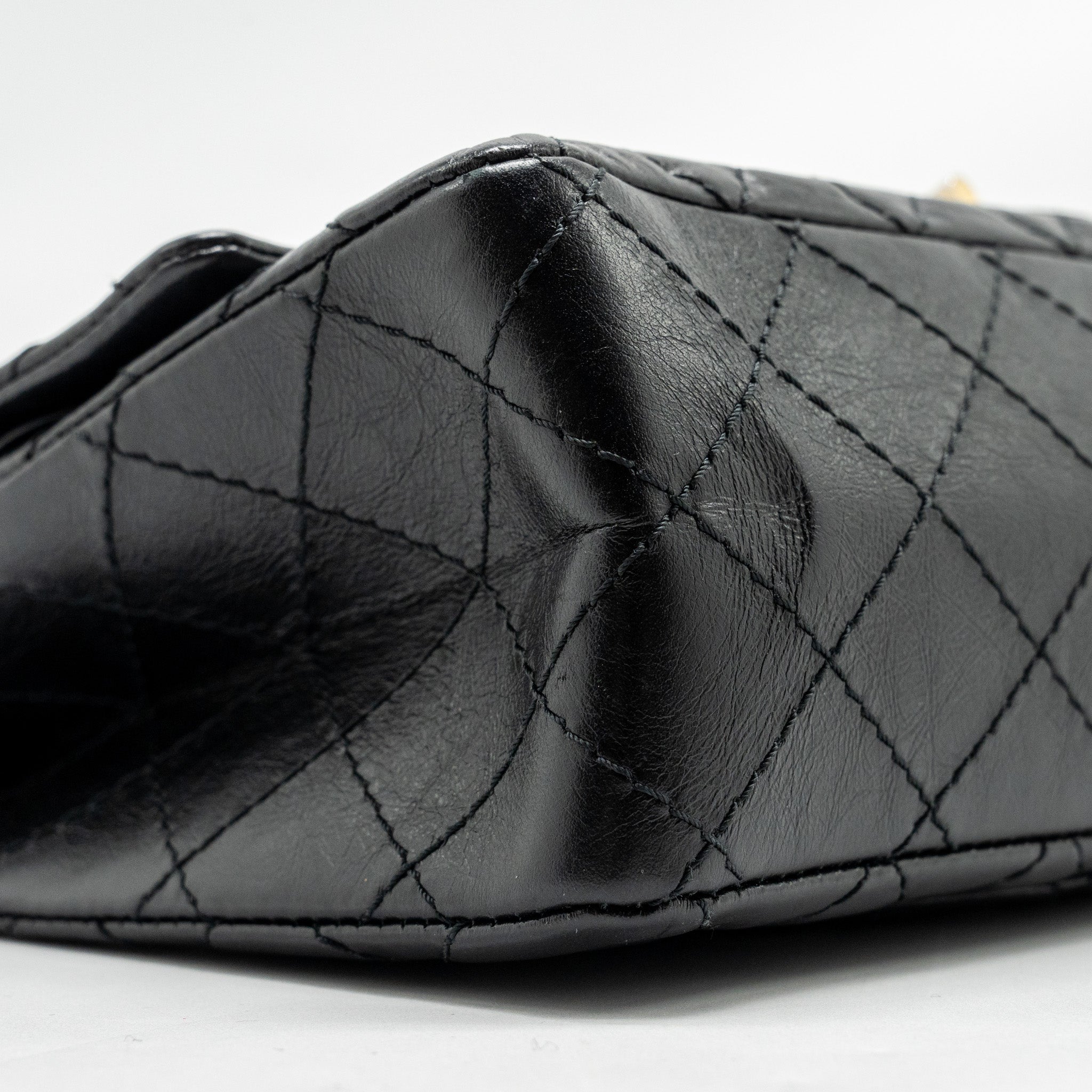 CHANEL SMALL 2.55 225 REISSUE FLAP BAG AGED CALFSKIN BLACK GHW