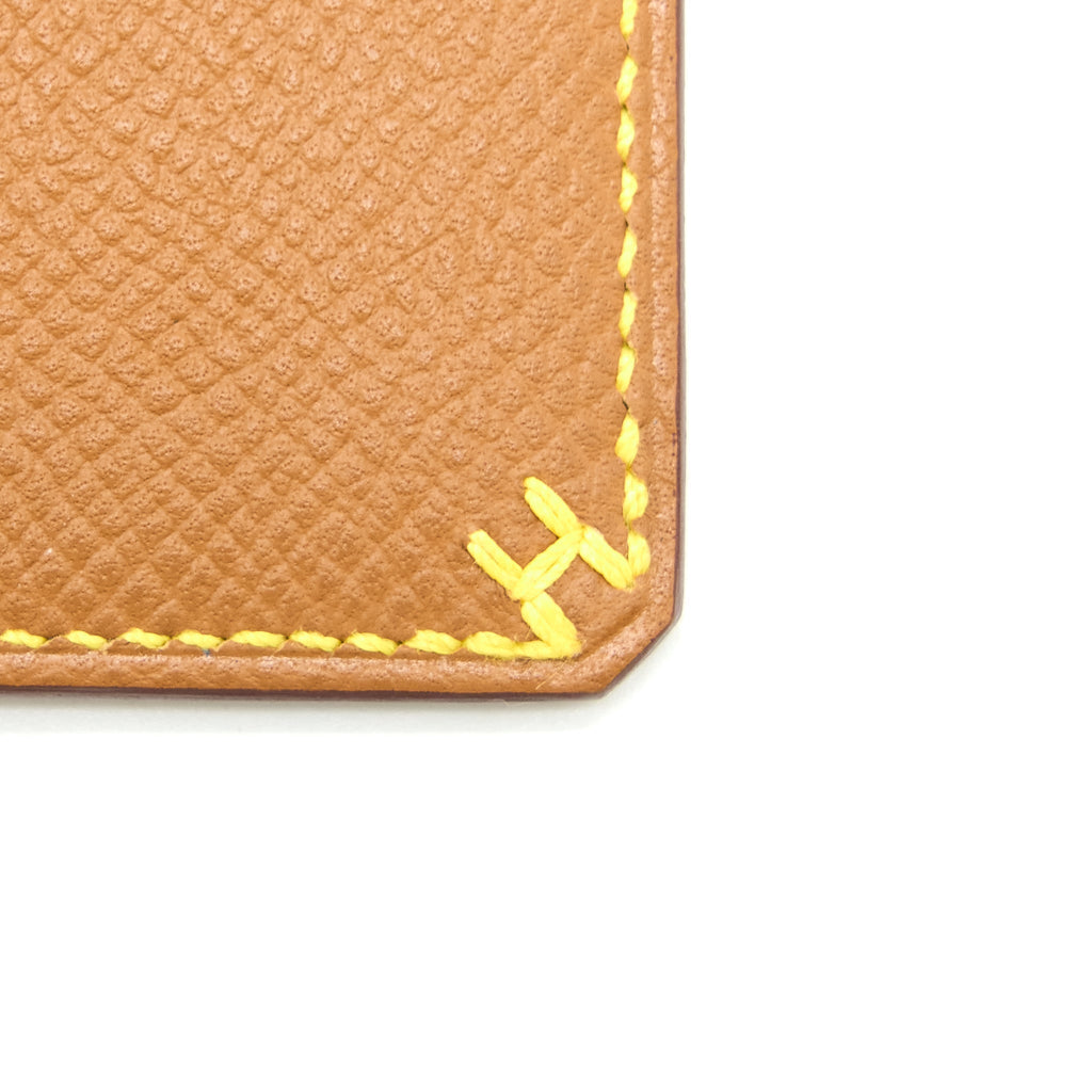HERMES H SELLIER CARD HOLDER EPSOM GOLD/JAUNE CITRON