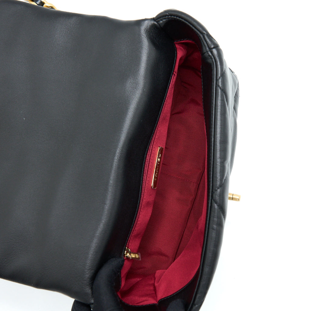 CHANEL MEDIUM 19 BAG GOATSKIN BLACK WITH MULTICOLOUR HARDWARE