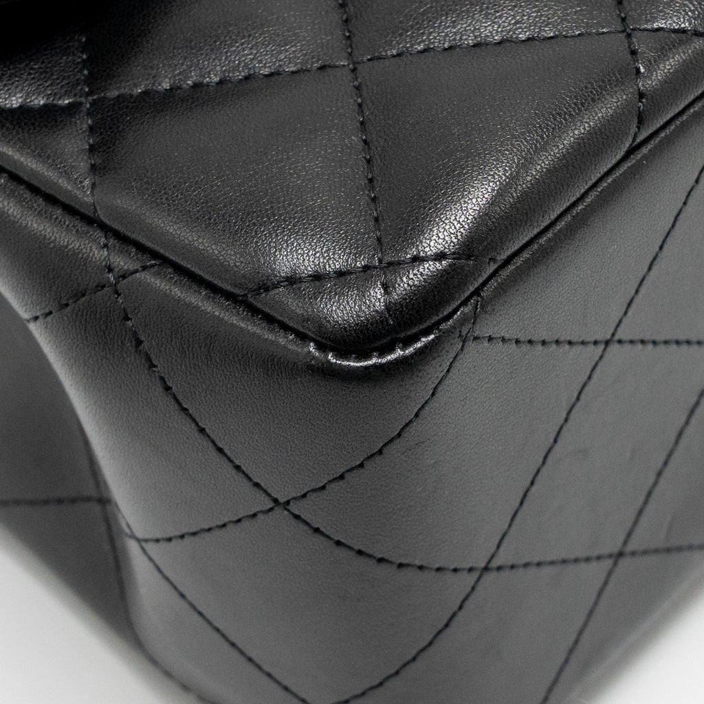 CHANEL JUMBO CLASSIC DOUBLE FLAP BAG LAMBSKIN BLACK SHW