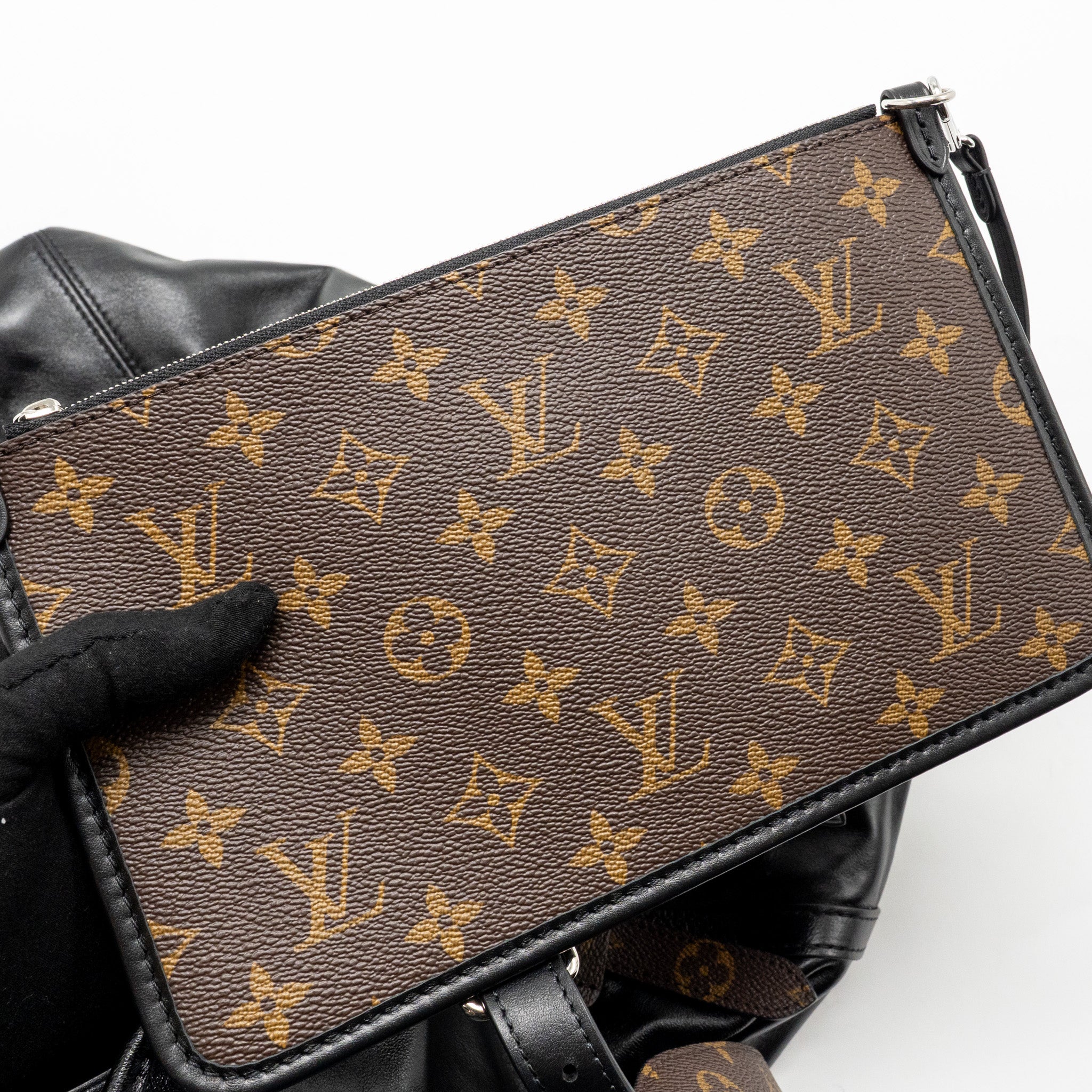 LOUIS VUITTON CARRYALL VIBE MM LAMBSKIN/MONOGRAM CANVAS BLACK SHW