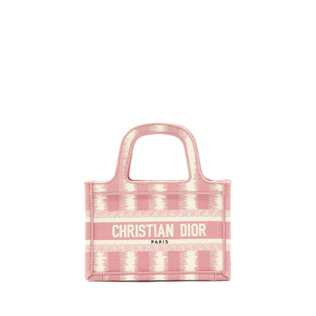 DIOR BOOK TOTE MINI BAG PINK/WHITE