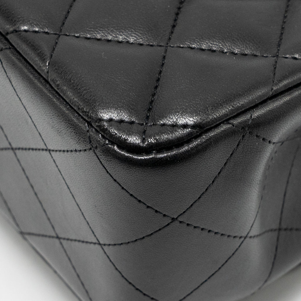 CHANEL JUMBO CLASSIC DOUBLE FLAP BAG LAMBSKIN BLACK SHW