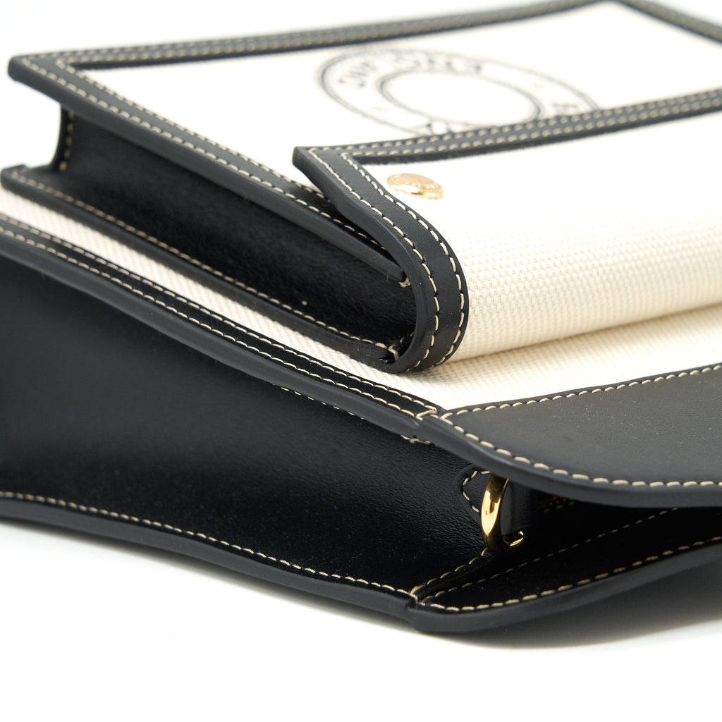 BURBERRY MINI TWO-TONE CANVAS/LEATHER POCKET BAG