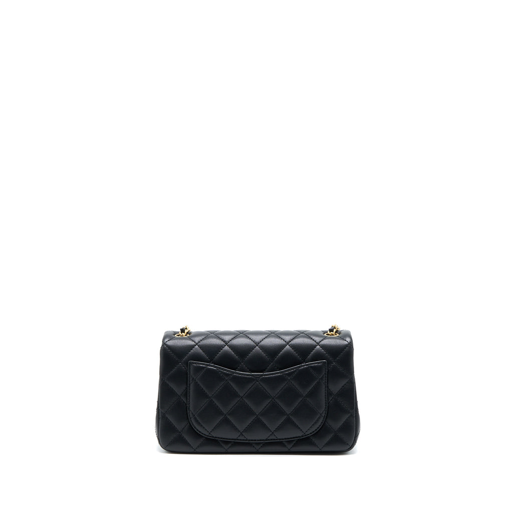 CHANEL 23C PEARL CRUSH MINI RECTANGULAR FLAP BAG LAMBSKIN BLACK BRUSHED GHW (MICROCHIP)