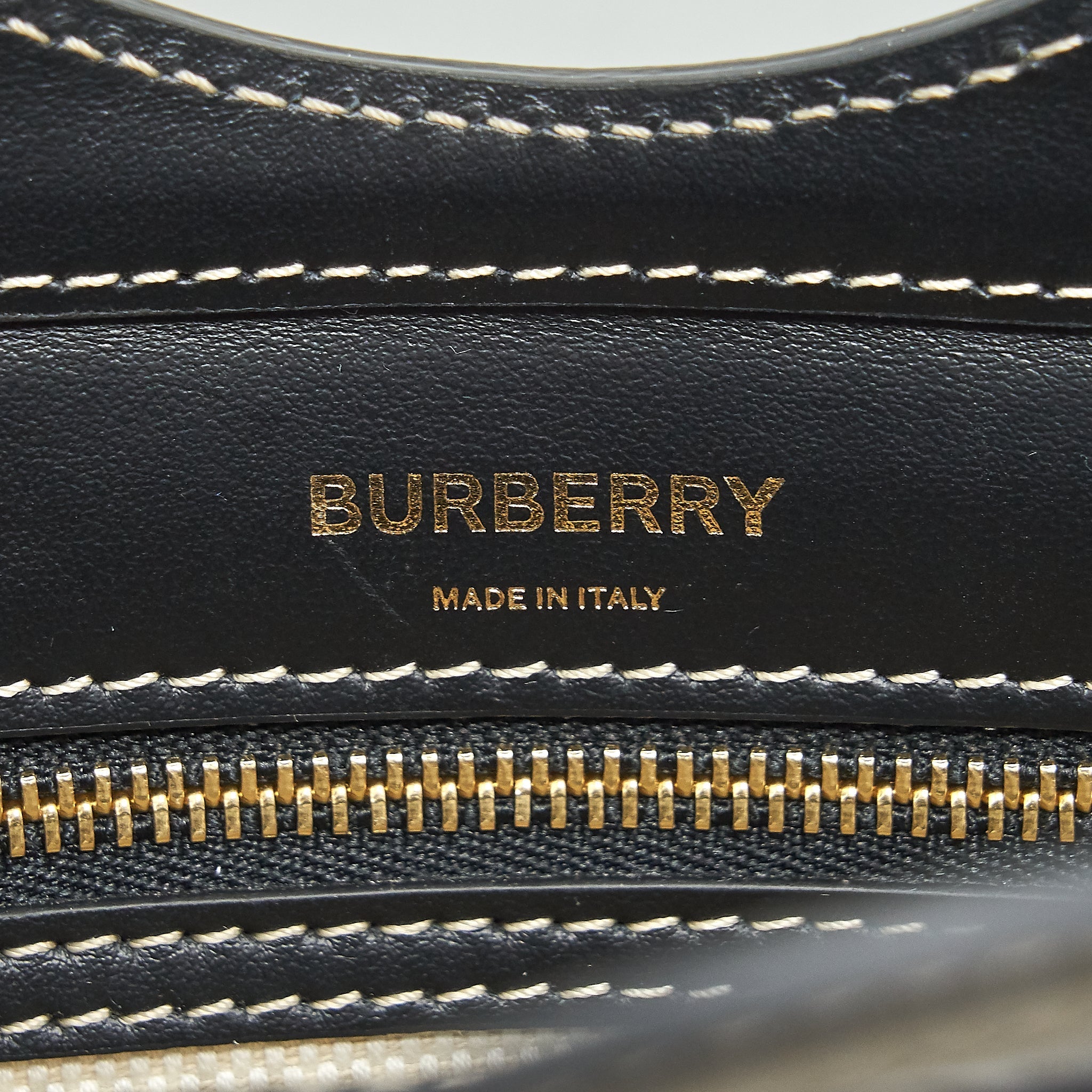 BURBERRY MINI TWO-TONE CANVAS/LEATHER POCKET BAG