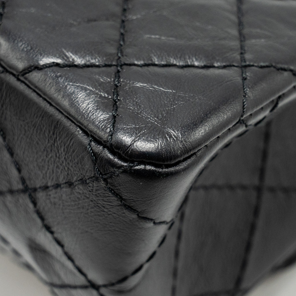 CHANEL SMALL 2.55 225 REISSUE FLAP BAG AGED CALFSKIN BLACK GHW