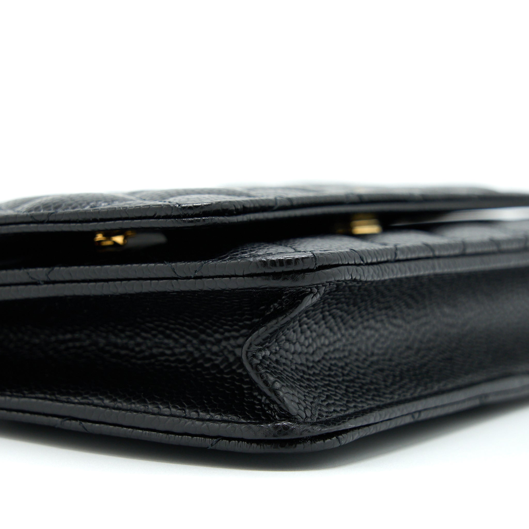 CHANEL CLASSIC WALLET ON CHAIN CAVIAR BLACK GHW (MICROCHIP)