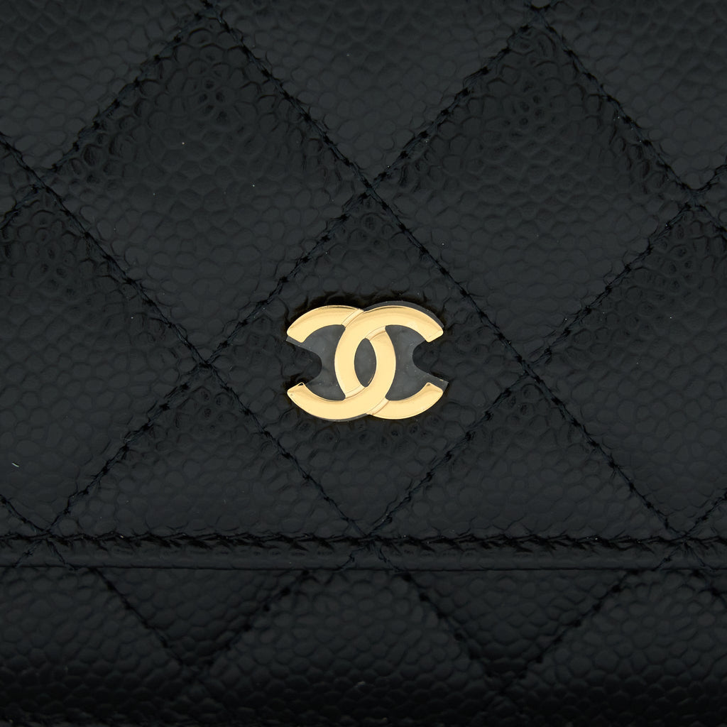 CHANEL CLASSIC WALLET ON CHAIN CAVIAR BLACK GHW (MICROCHIP)