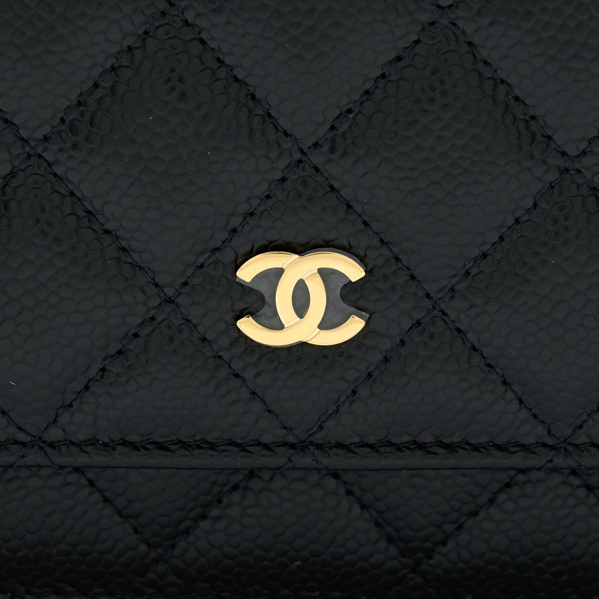 CHANEL CLASSIC WALLET ON CHAIN CAVIAR BLACK GHW (MICROCHIP)