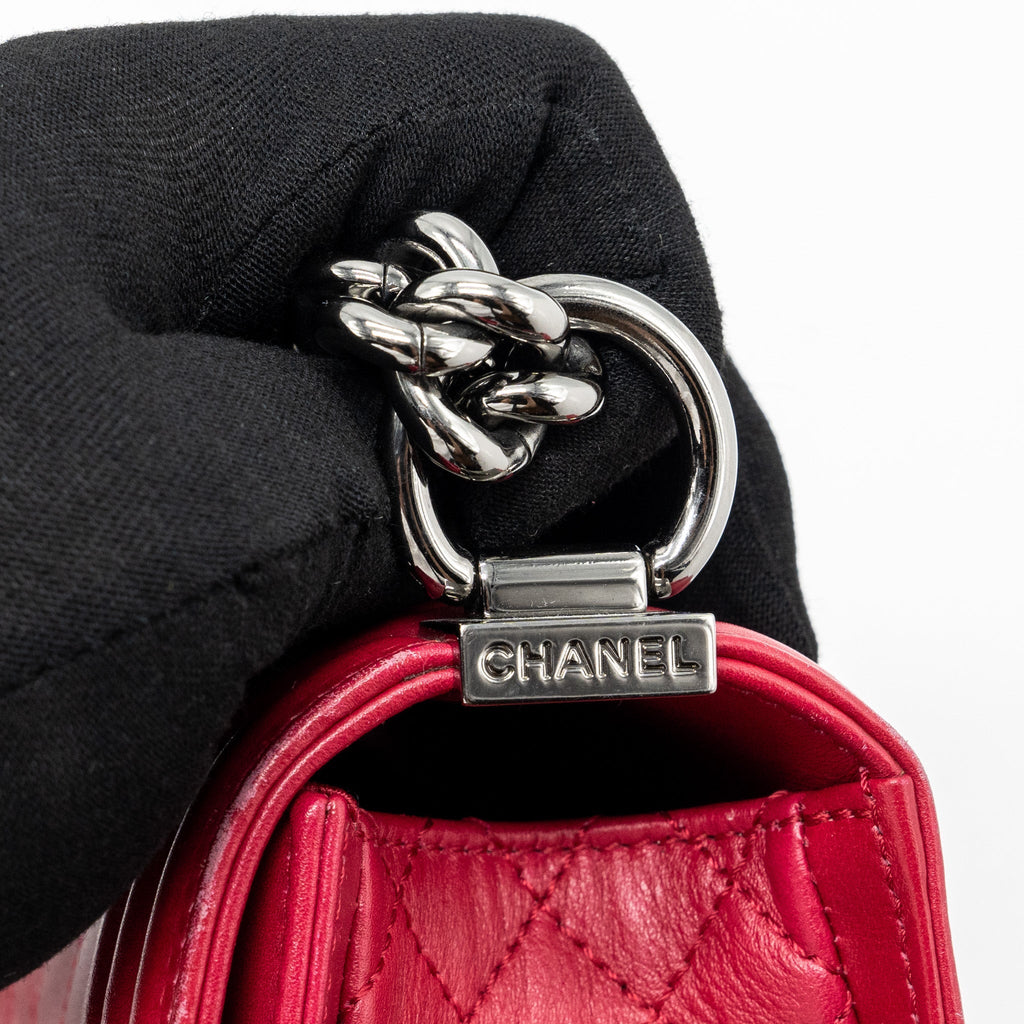 CHANEL SMALL BOY BAG CALFSKIN RED SHW