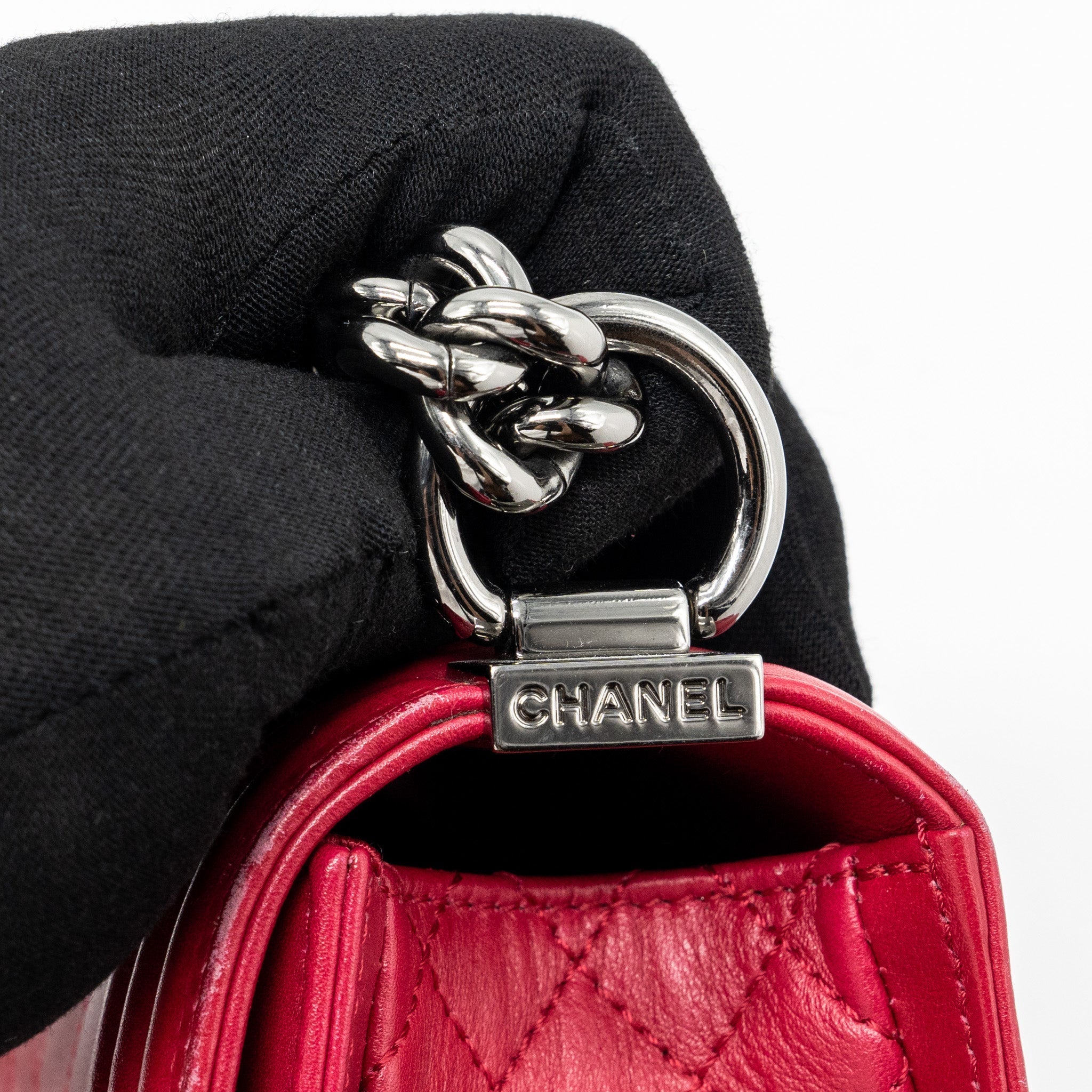 CHANEL SMALL BOY BAG CALFSKIN RED SHW