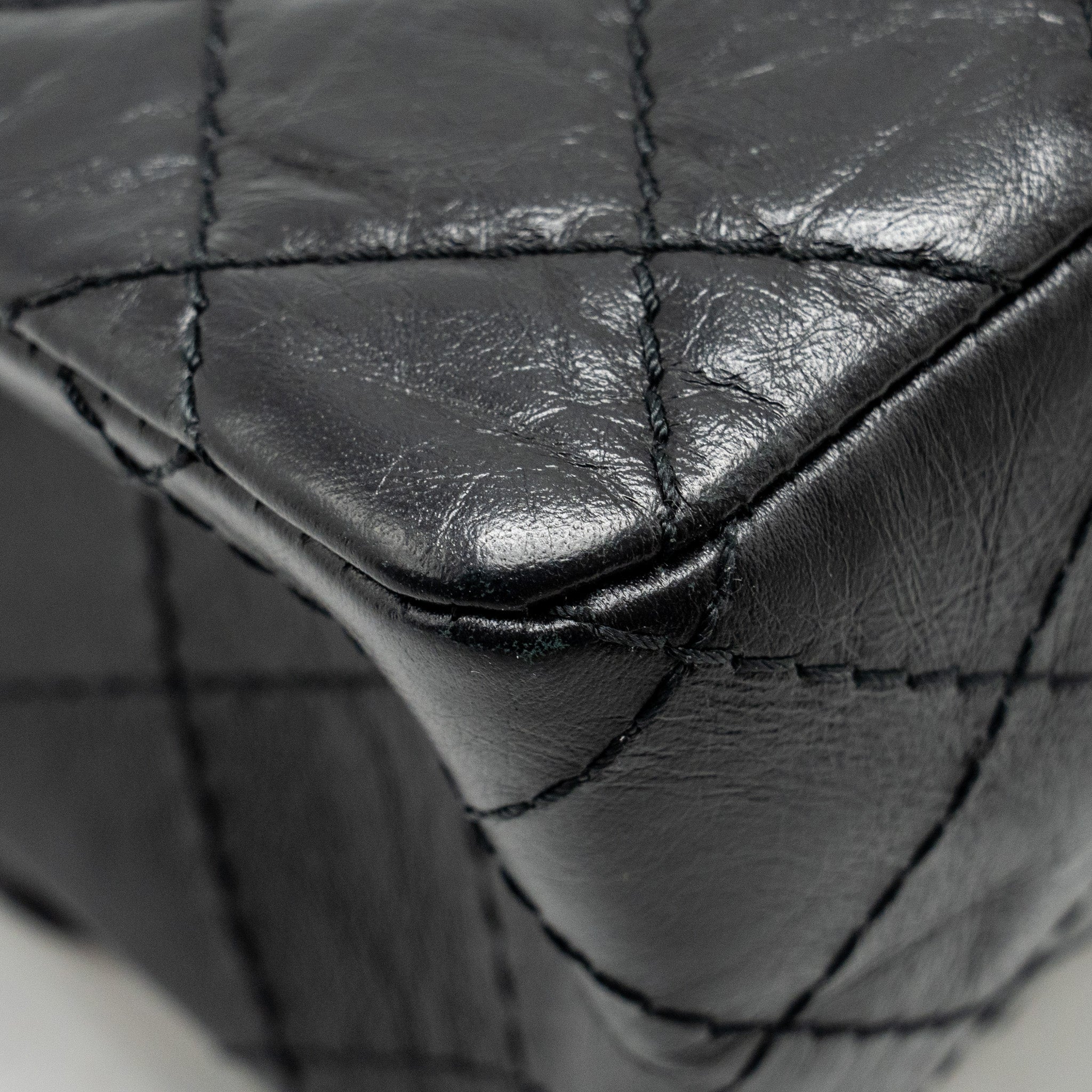 CHANEL SMALL 2.55 225 REISSUE FLAP BAG AGED CALFSKIN BLACK GHW