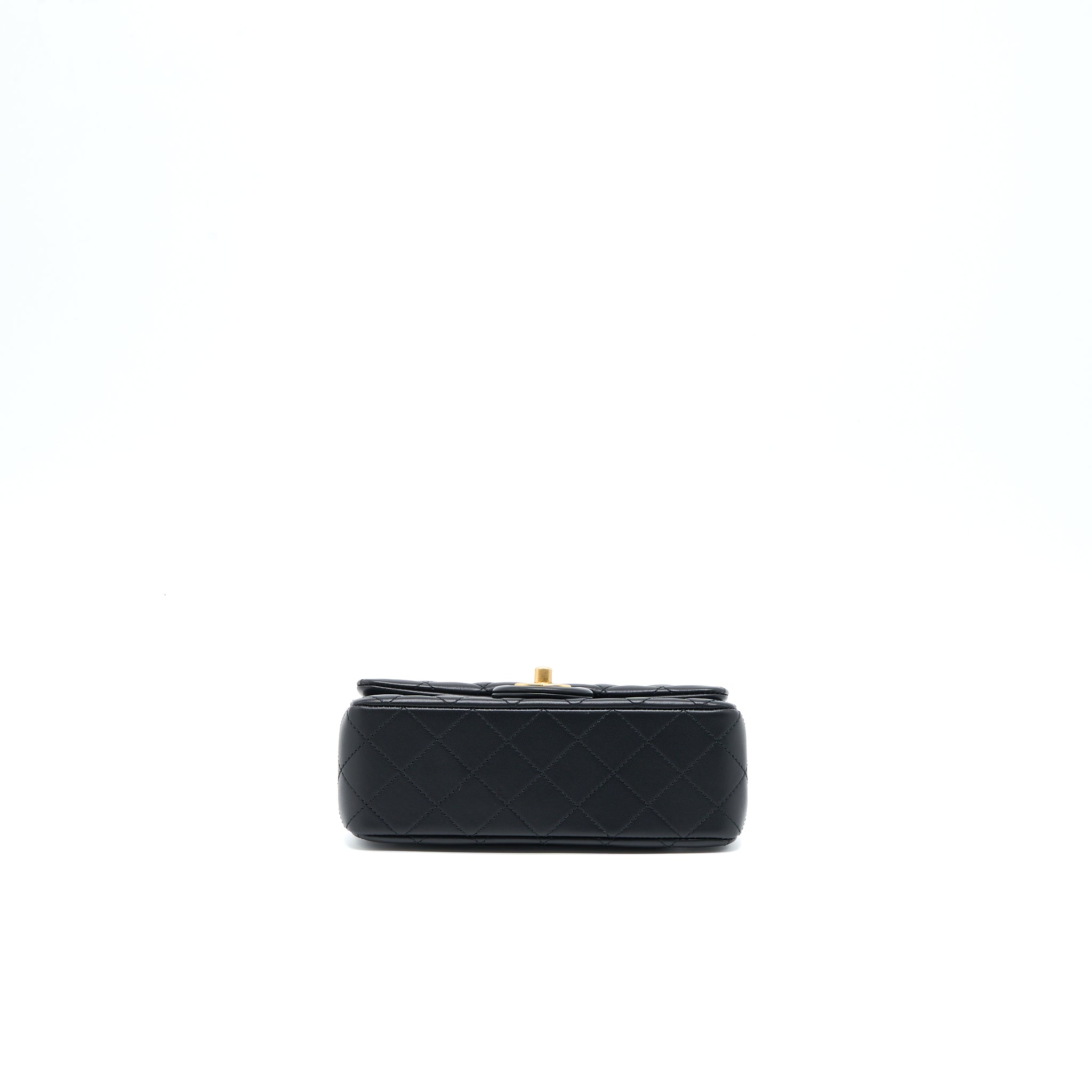 CHANEL 23C PEARL CRUSH MINI RECTANGULAR FLAP BAG LAMBSKIN BLACK BRUSHED GHW (MICROCHIP)