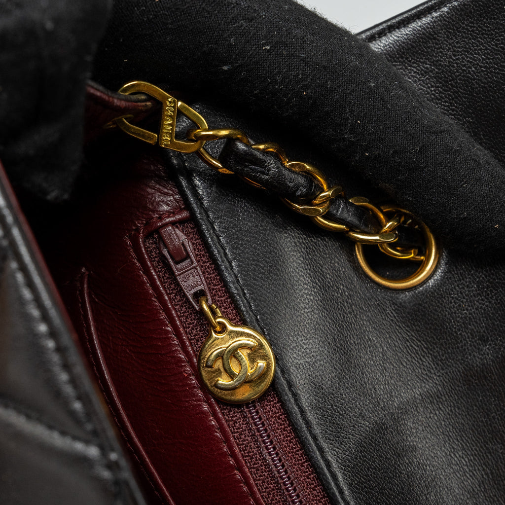 CHANEL VINTAGE SMALL DIANA FLAP BAG LAMBSKIN BLACK GHW