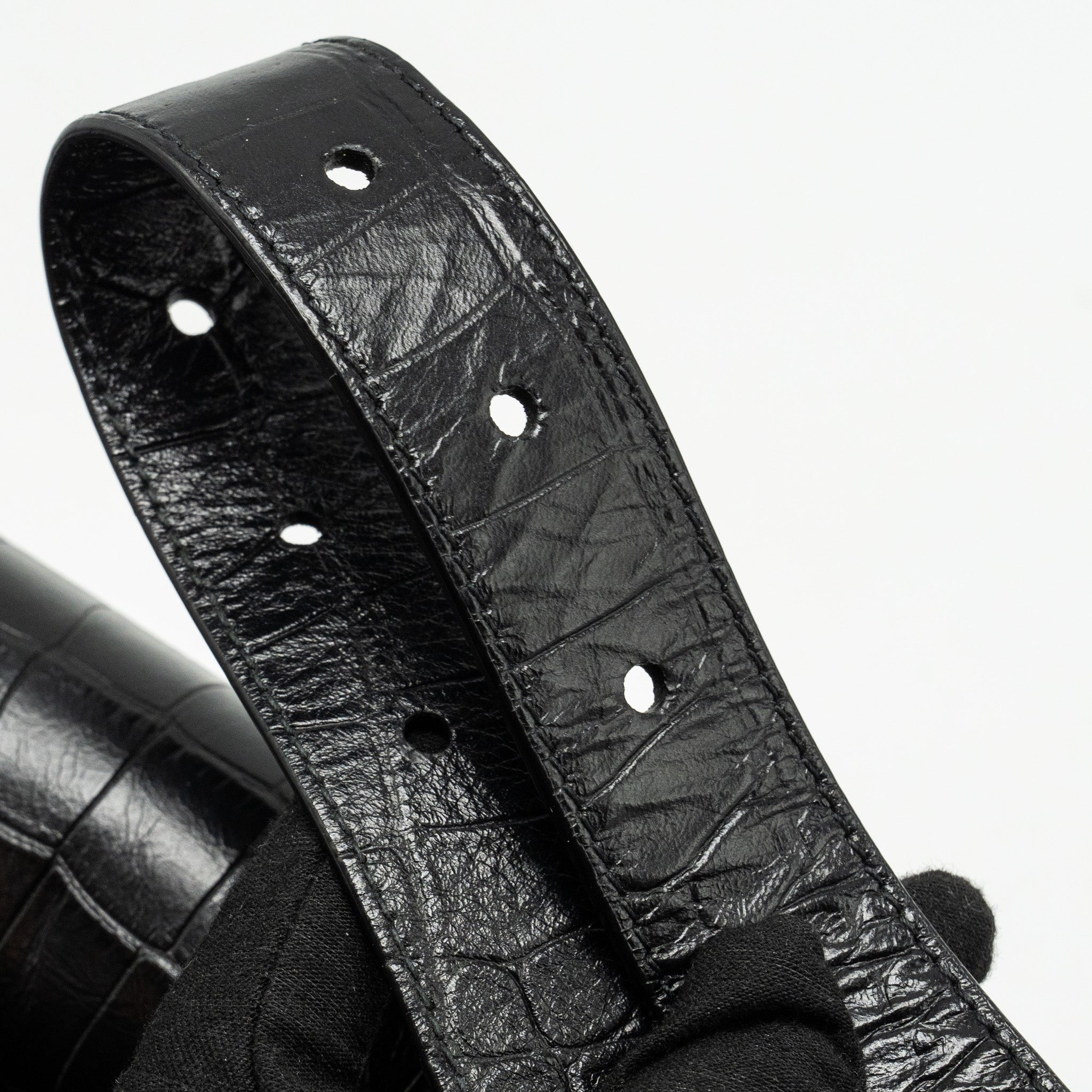 BALENCIAGA LIMITED EDITION DOWNTOWN SMALL SHOULDER BAG CROC-EMBOSSED CALFSKIN BLACK WITH BLACK HARDWARE
