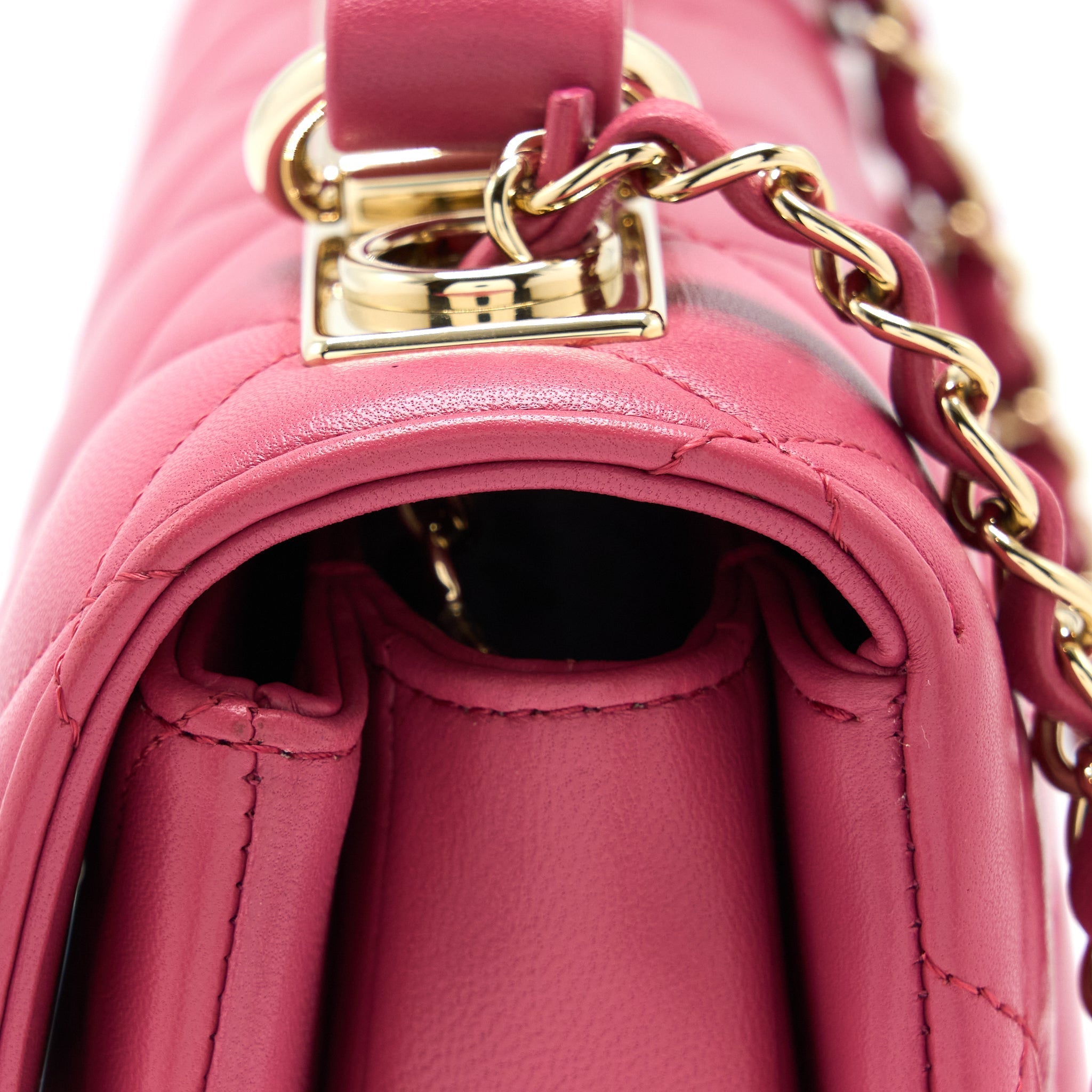 CHANEL TOP HANDLE TRENDY CC FLAP BAG LAMBSKIN PINK LGHW