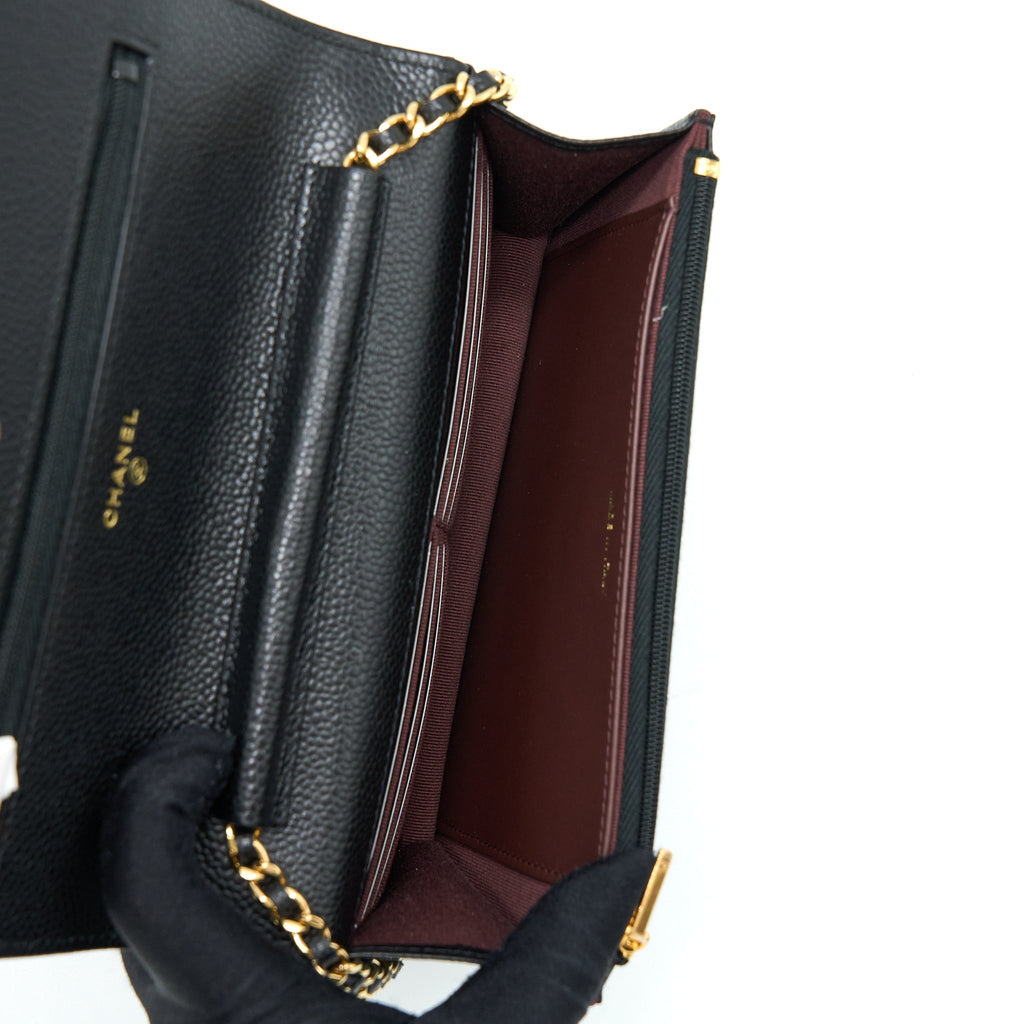 CHANEL CLASSIC WALLET ON CHAIN CAVIAR BLACK GHW (MICROCHIP)