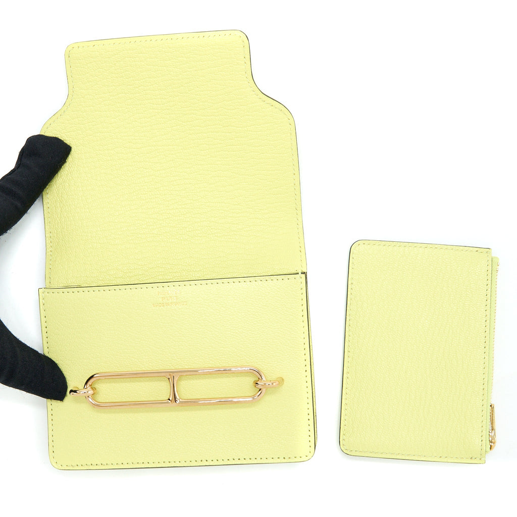 HERMES ROULIS SLIM MYSORE GOATSKIN R9 JAUNE BOURGEON LGHW