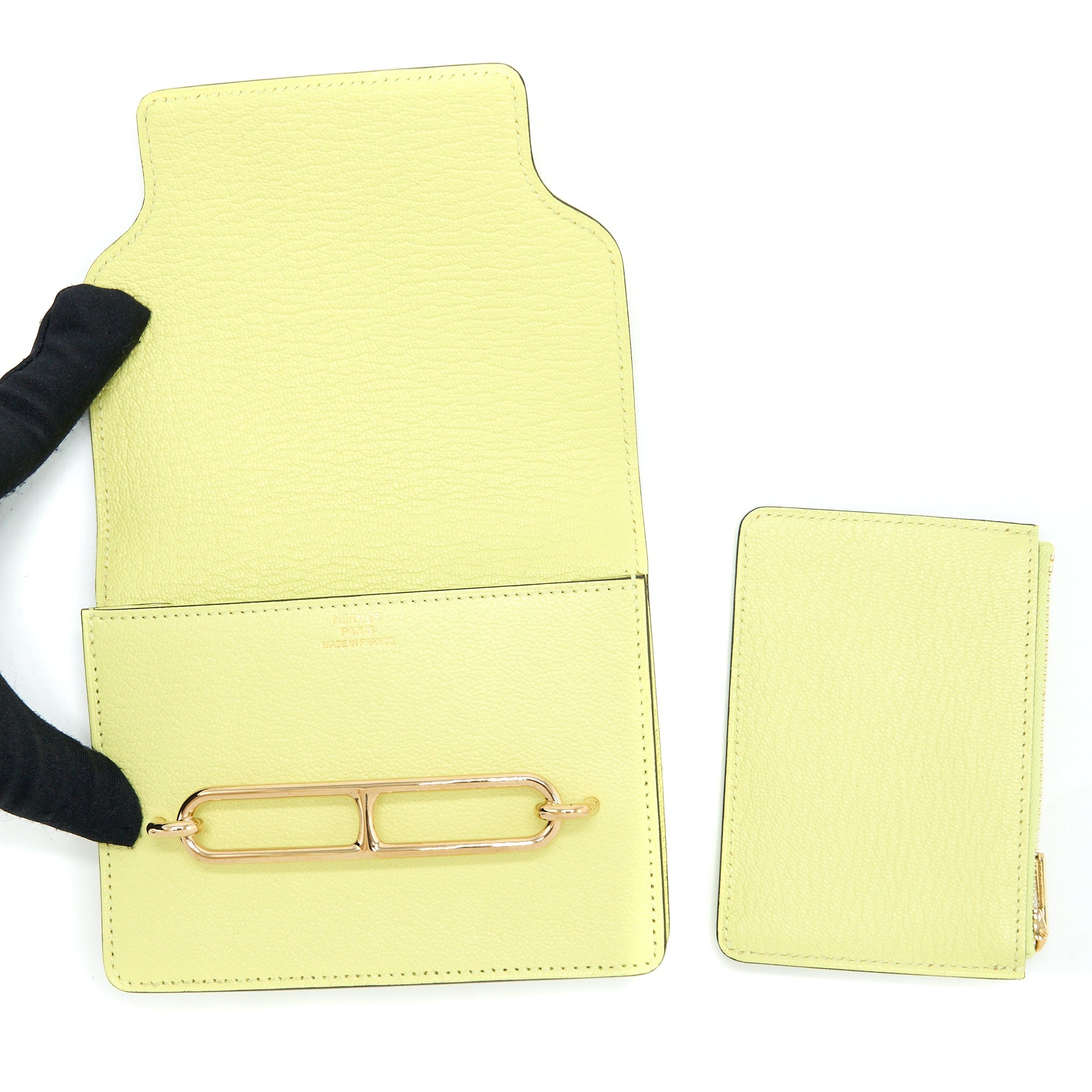 HERMES ROULIS SLIM MYSORE GOATSKIN R9 JAUNE BOURGEON LGHW