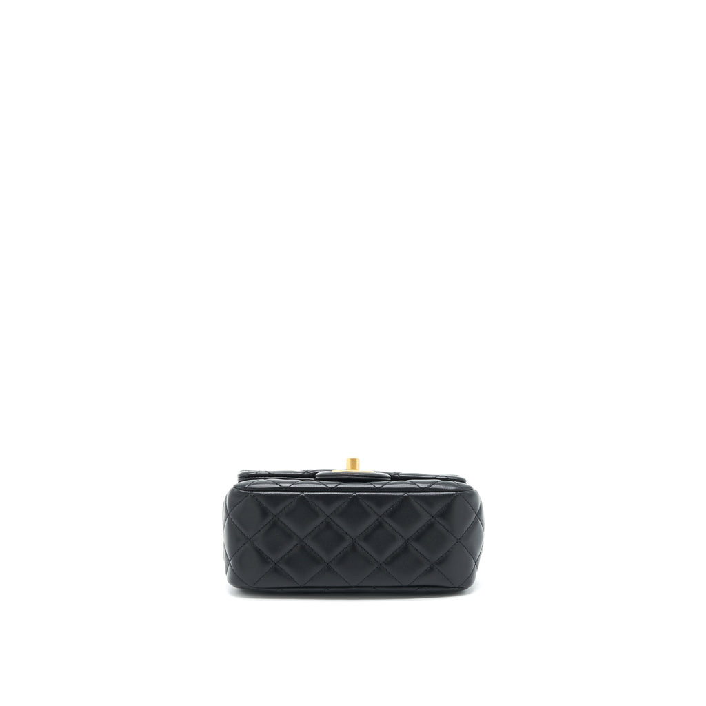 CHANEL 22S PEARL CRUSH MINI SQUARE FLAP BAG LAMBSKIN BLACK GHW (MICROCHIP)