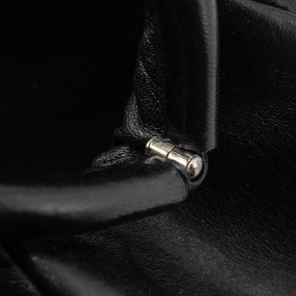 CHANEL TIMELESS KISS LOCK CLUTCH EVENING BAG LAMBSKIN BLACK SHW