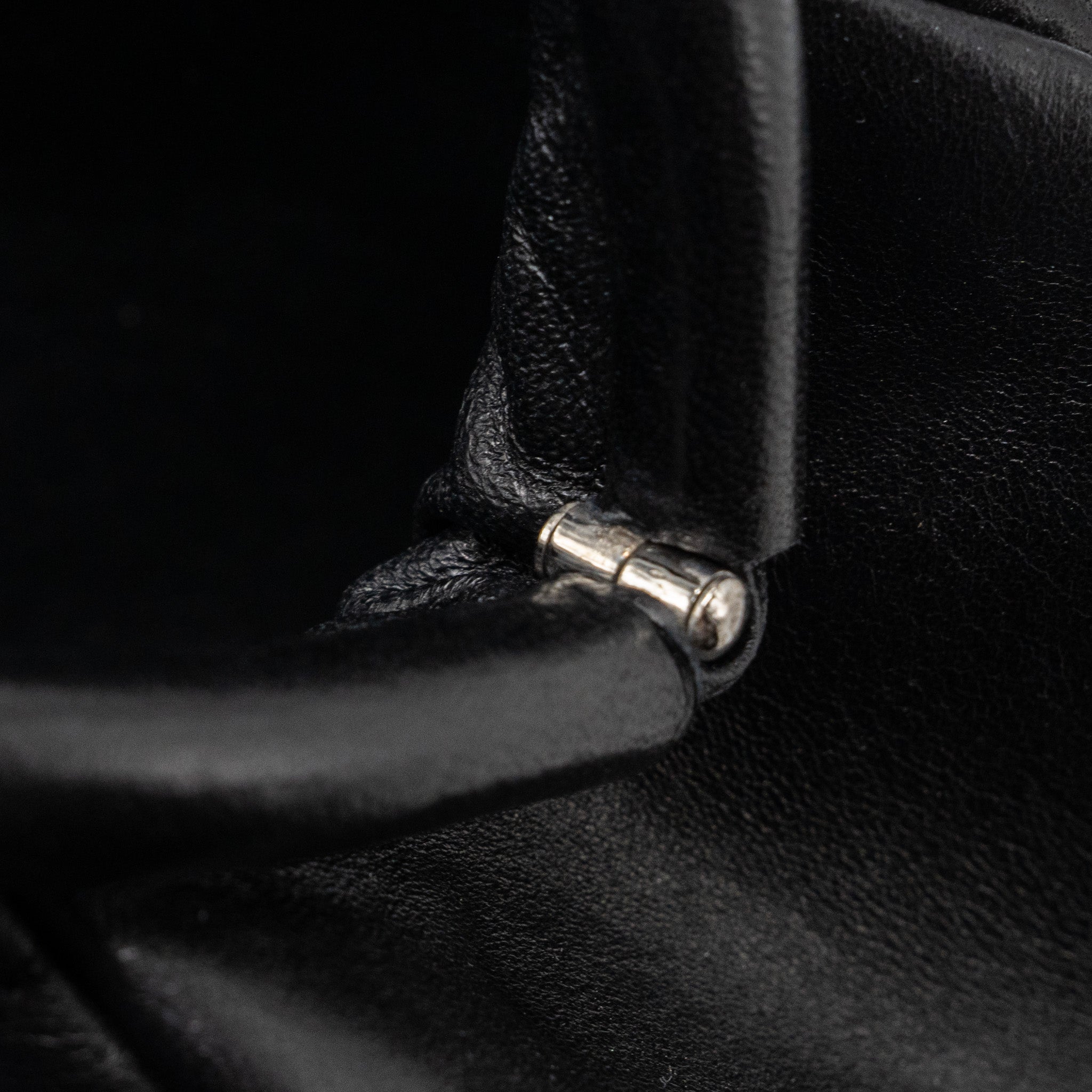 CHANEL TIMELESS KISS LOCK CLUTCH EVENING BAG LAMBSKIN BLACK SHW