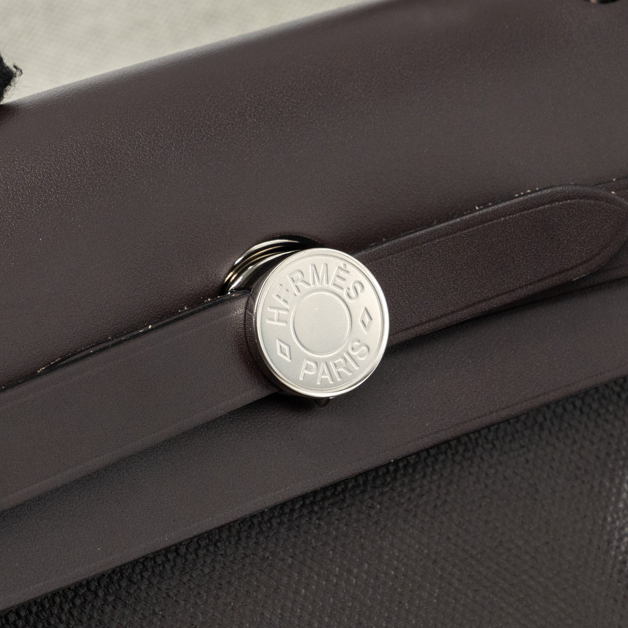 HERMES HERBAG 31 ZIP BAG CANVAS / HUNTER EBENE / ECRU SHW