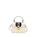 GUCCI MINI SYLVIA TOP HANDLE BAG WHITE GHW