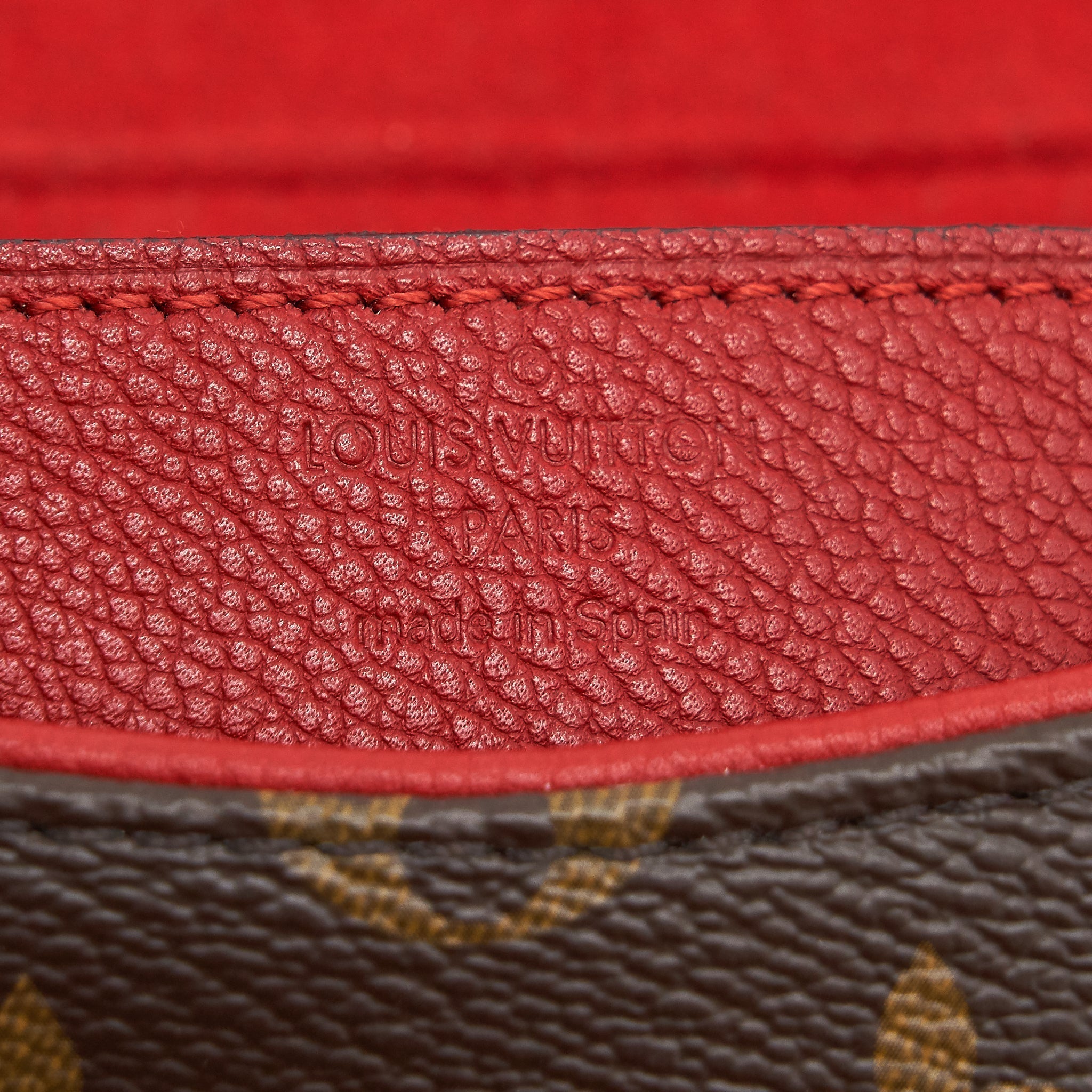 LOUIS VUITTON PALLAS CHAIN HANDBAG MONOGRAM CANVAS RED