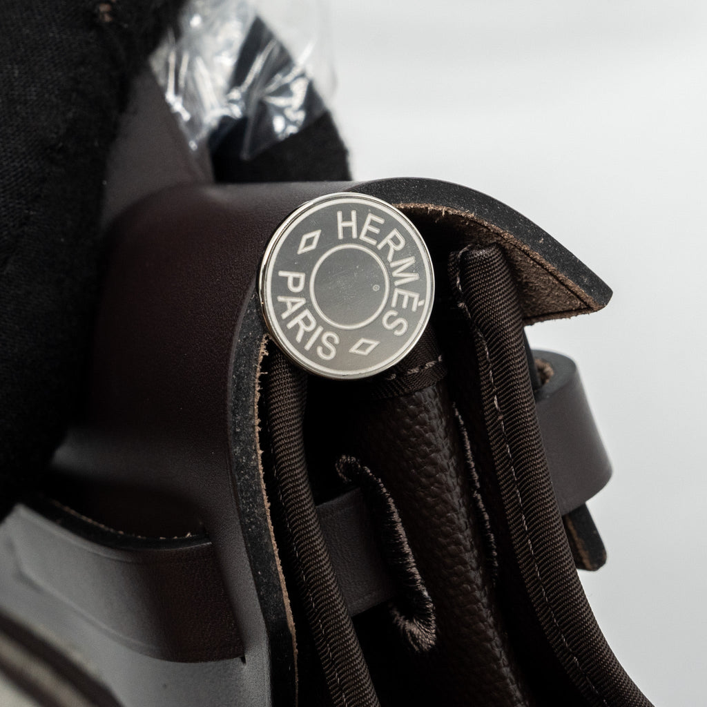 HERMES HERBAG 31 ZIP BAG CANVAS / HUNTER EBENE / ECRU SHW
