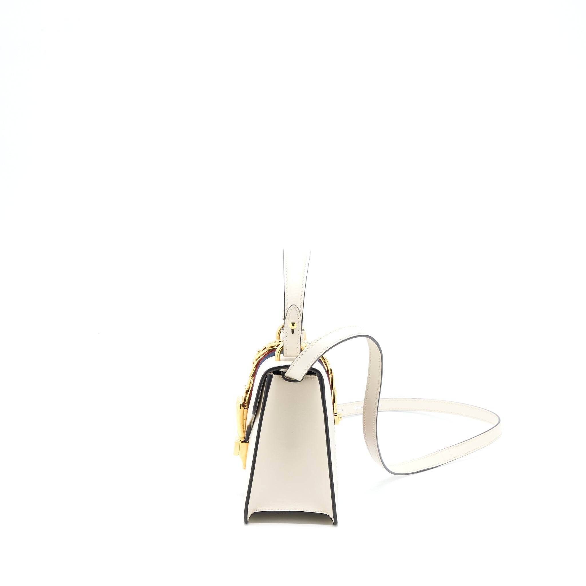 GUCCI MINI SYLVIA TOP HANDLE BAG WHITE GHW