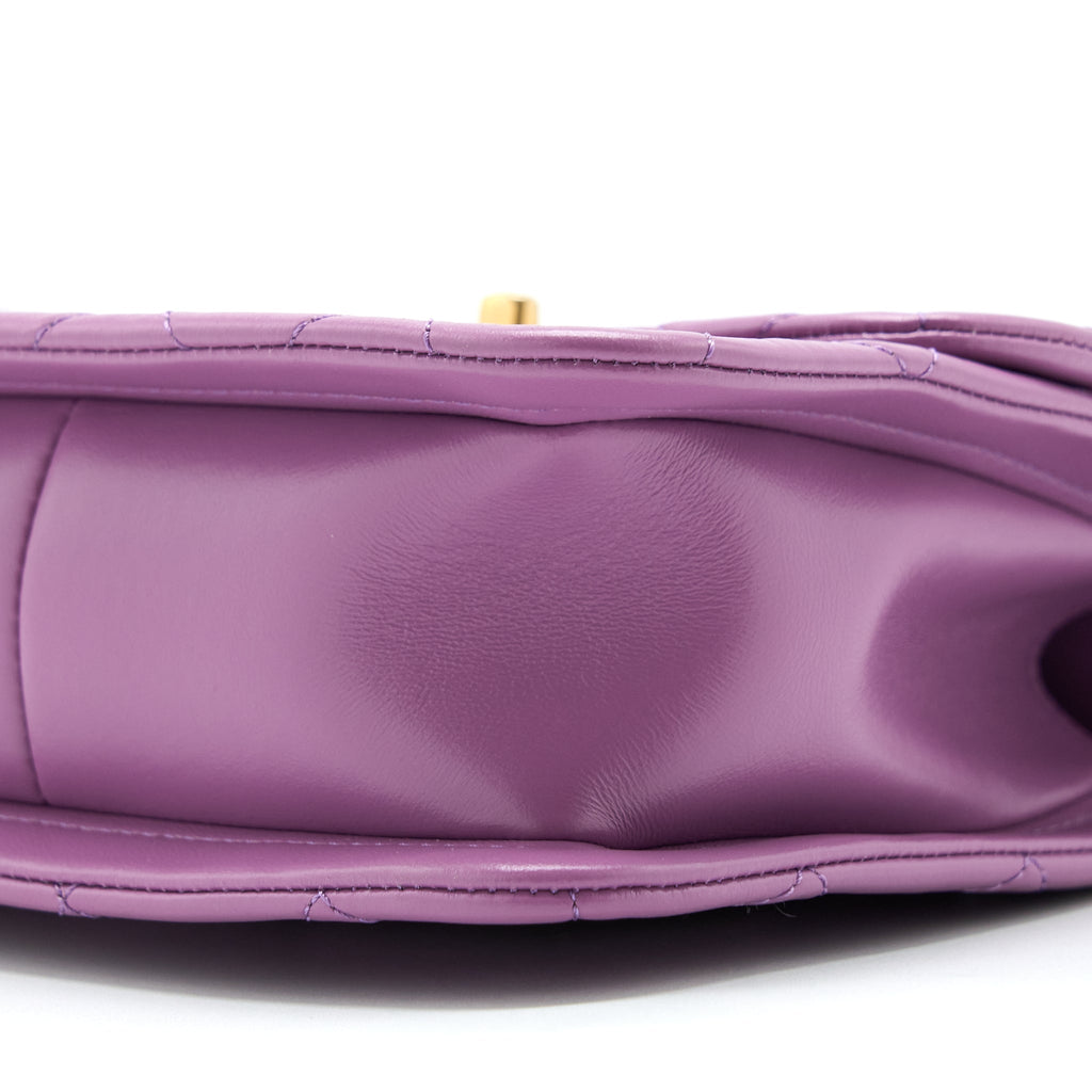 CHANEL SQUARE FLAP BAG LAMBSKIN LIGHT PURPLE BRUSHED GHW