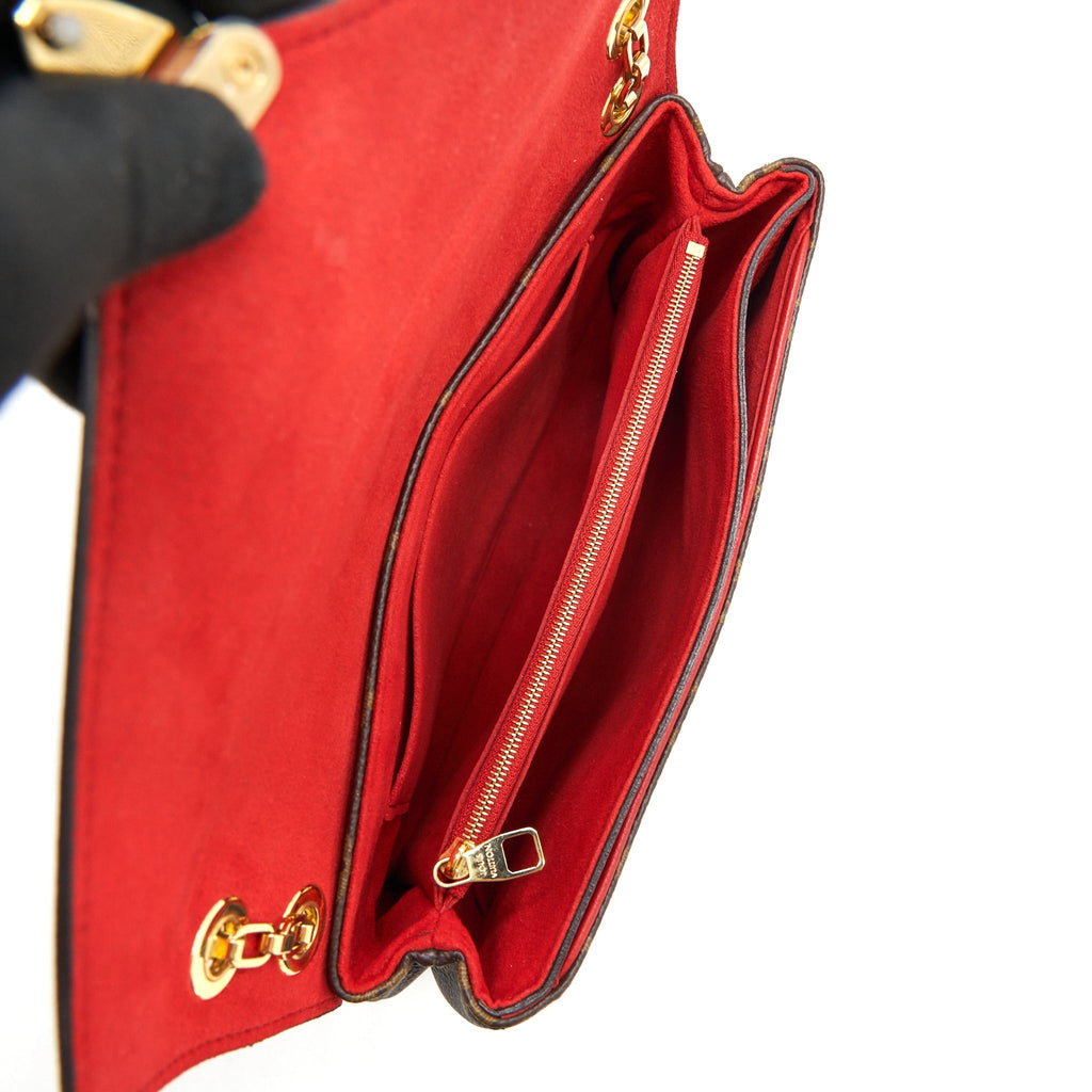 LOUIS VUITTON PALLAS CHAIN HANDBAG MONOGRAM CANVAS RED