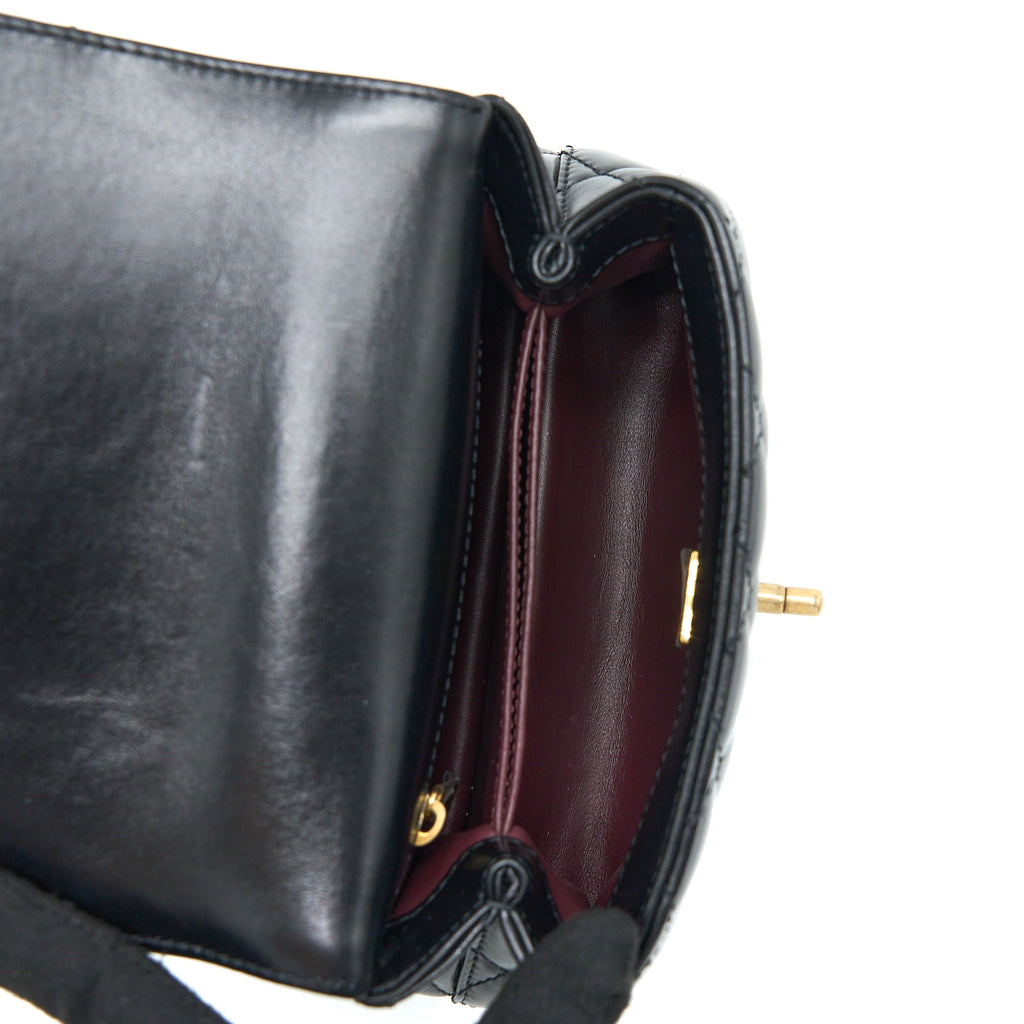 CHANEL 22A MINI COCO HANDLE WITH DETAILED LETTER HANDLE CALFSKIN BLACK BRUSHED GHW (MICROCHIP)