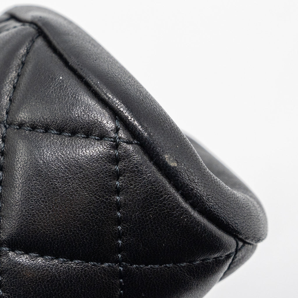 CHANEL TIMELESS KISS LOCK CLUTCH EVENING BAG LAMBSKIN BLACK SHW
