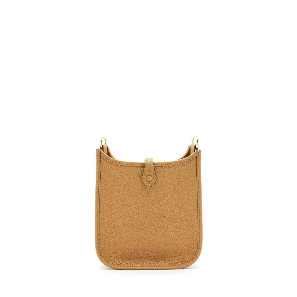 HERMES MINI EVELYNE CLEMENCE BISCUIT / CAMEL GHW
