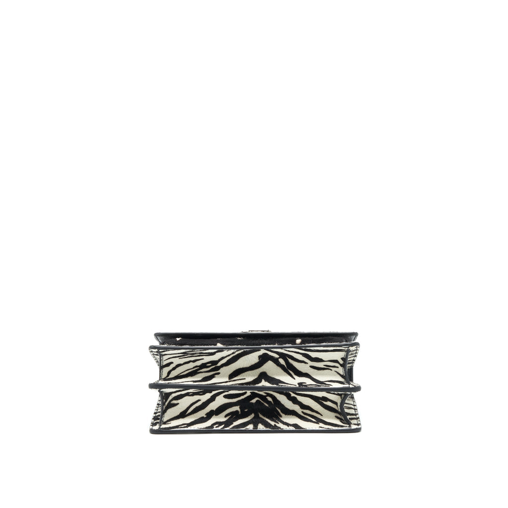 SAINT LAURENT/ YSL SUNSET ANIMAL PRINT CALF HAIR RUTHENIUM HARDWARE