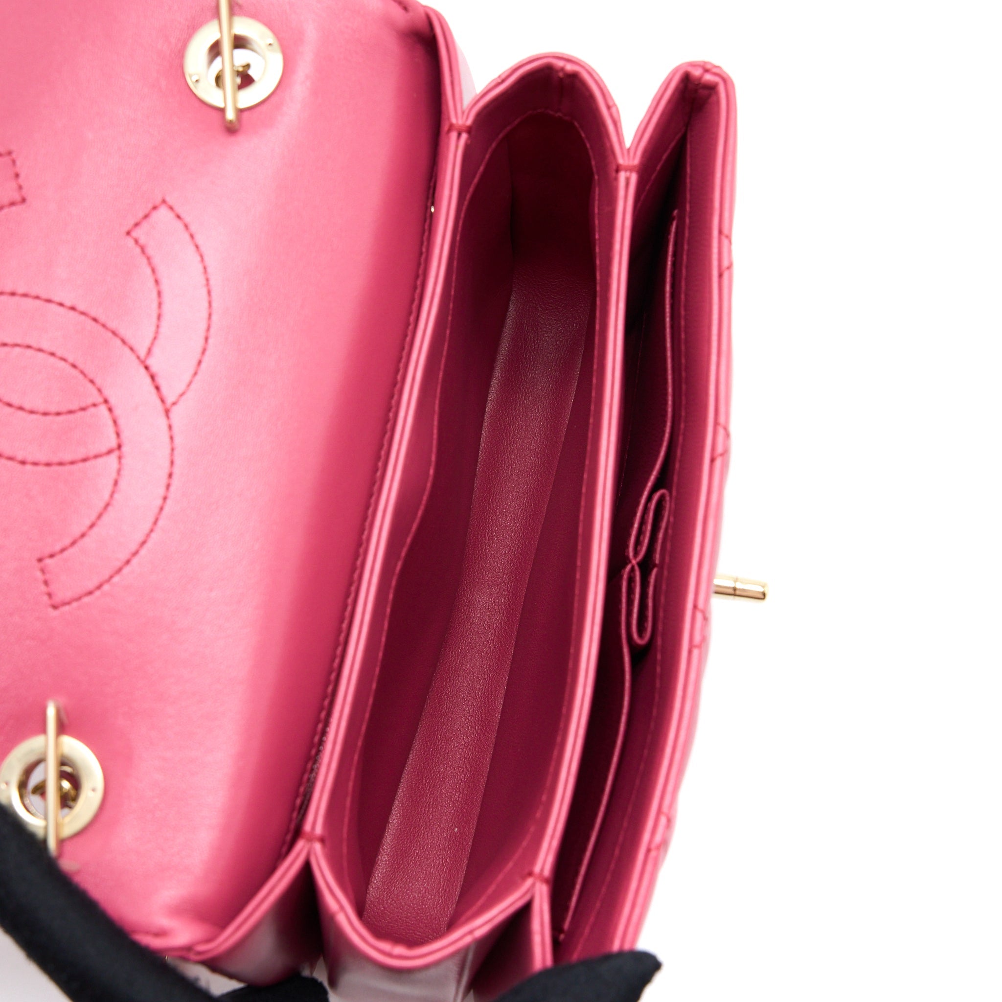 CHANEL TOP HANDLE TRENDY CC FLAP BAG LAMBSKIN PINK LGHW