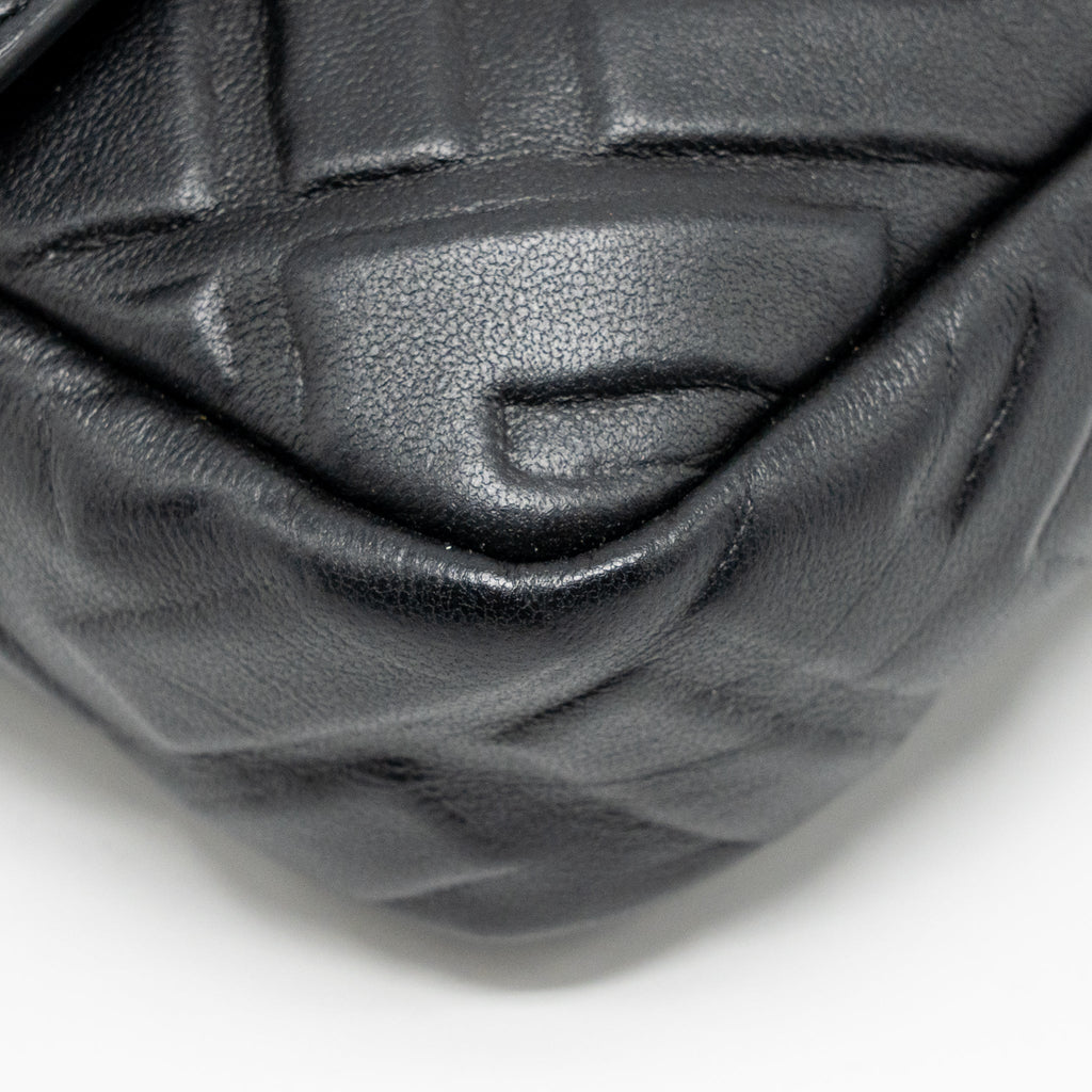 FENDI MINI BAGUETTE BAG FF MOTIF LAMBSKIN BLACK GHW
