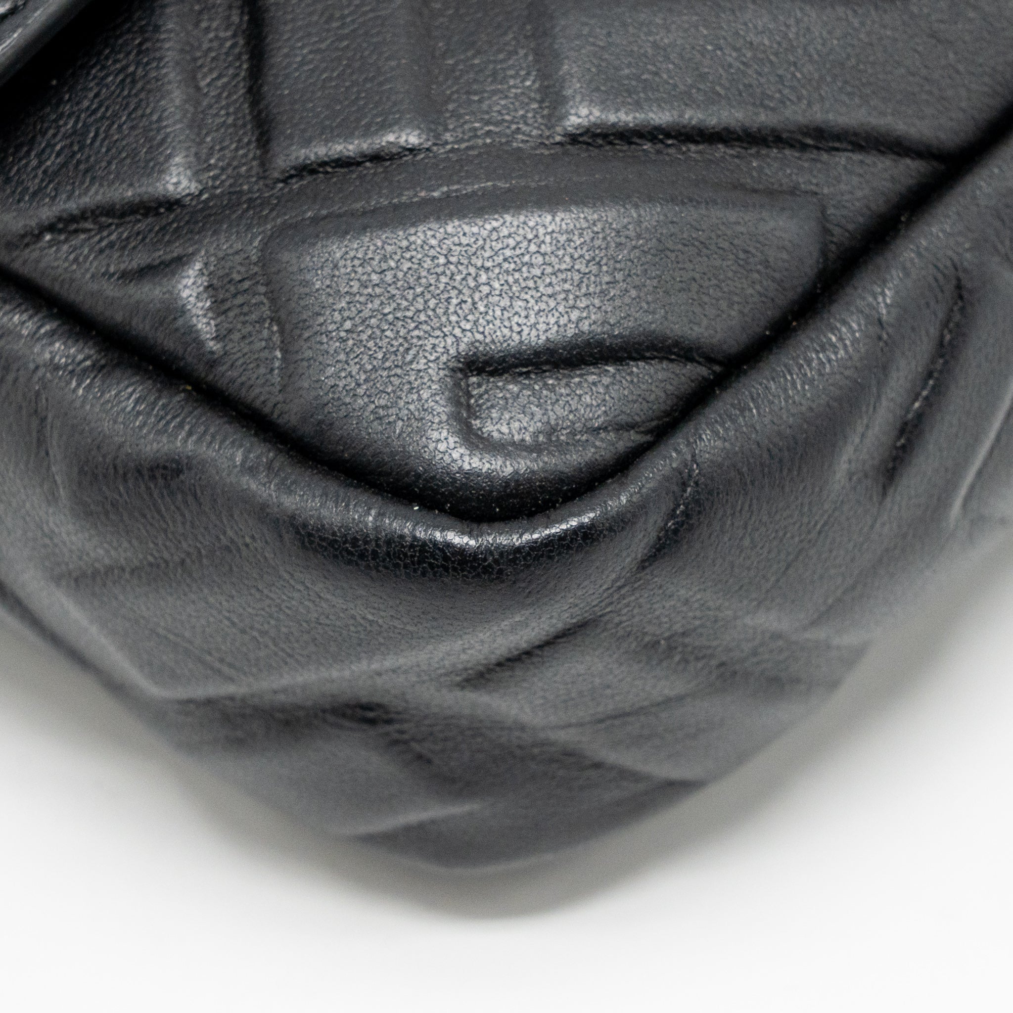 FENDI MINI BAGUETTE BAG FF MOTIF LAMBSKIN BLACK GHW